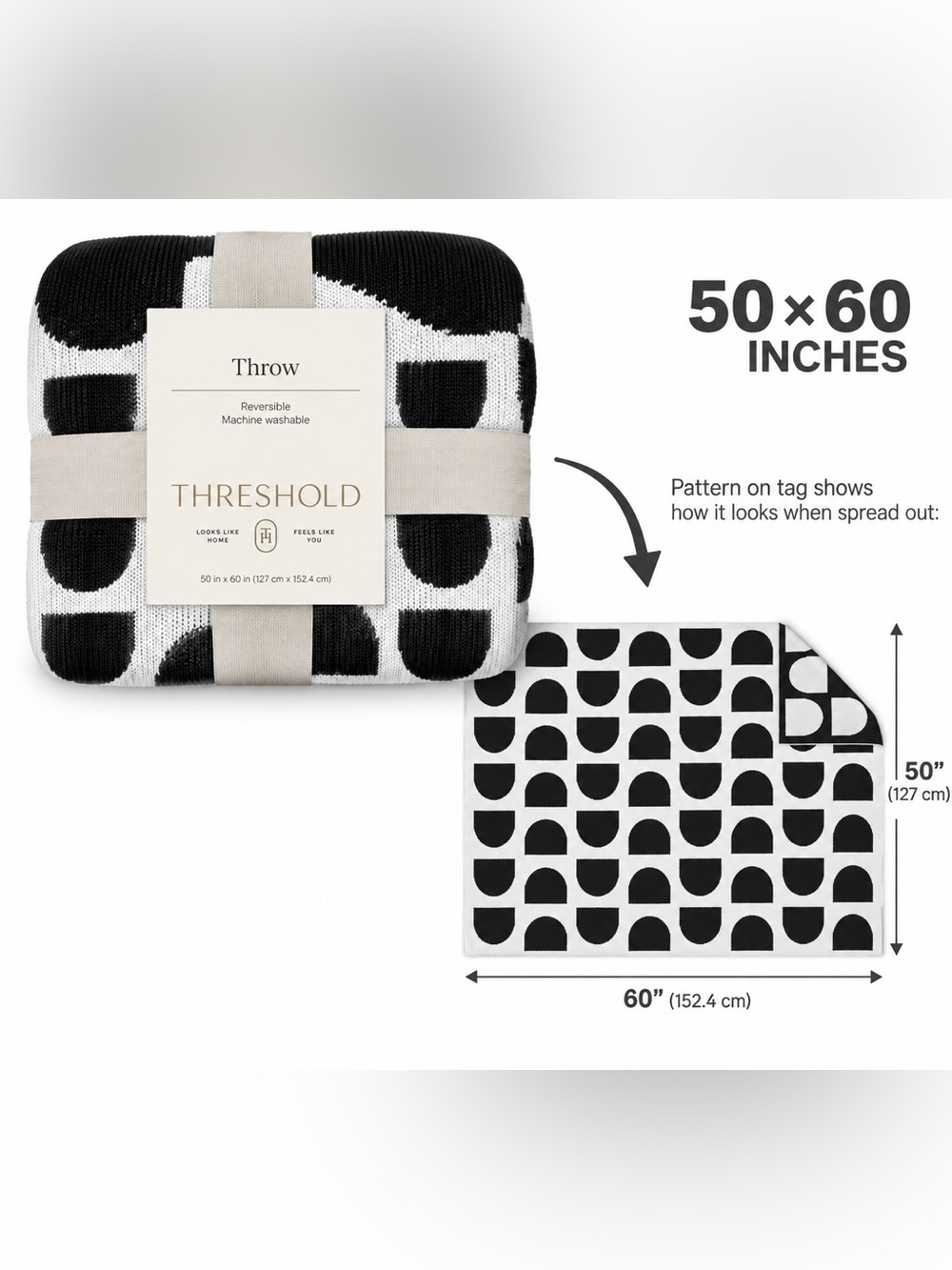 Reversible 50”x 60” Blanket Throw